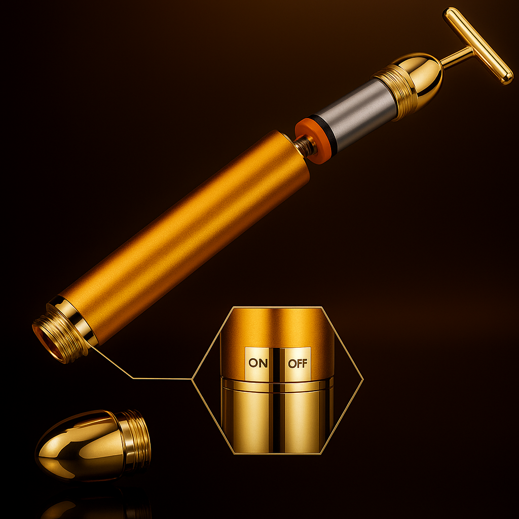 24K Gold Energy Beauty Bar Electric Facial Massage Roller